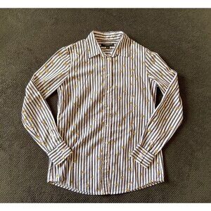 Banana republic striped button down banana print shirt size XS